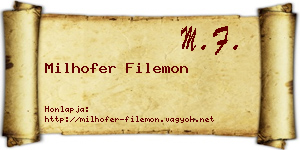 Milhofer Filemon névjegykártya
